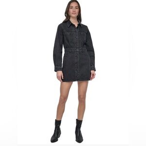 NWT Black Denim Button-Down Mini Dress- XXS